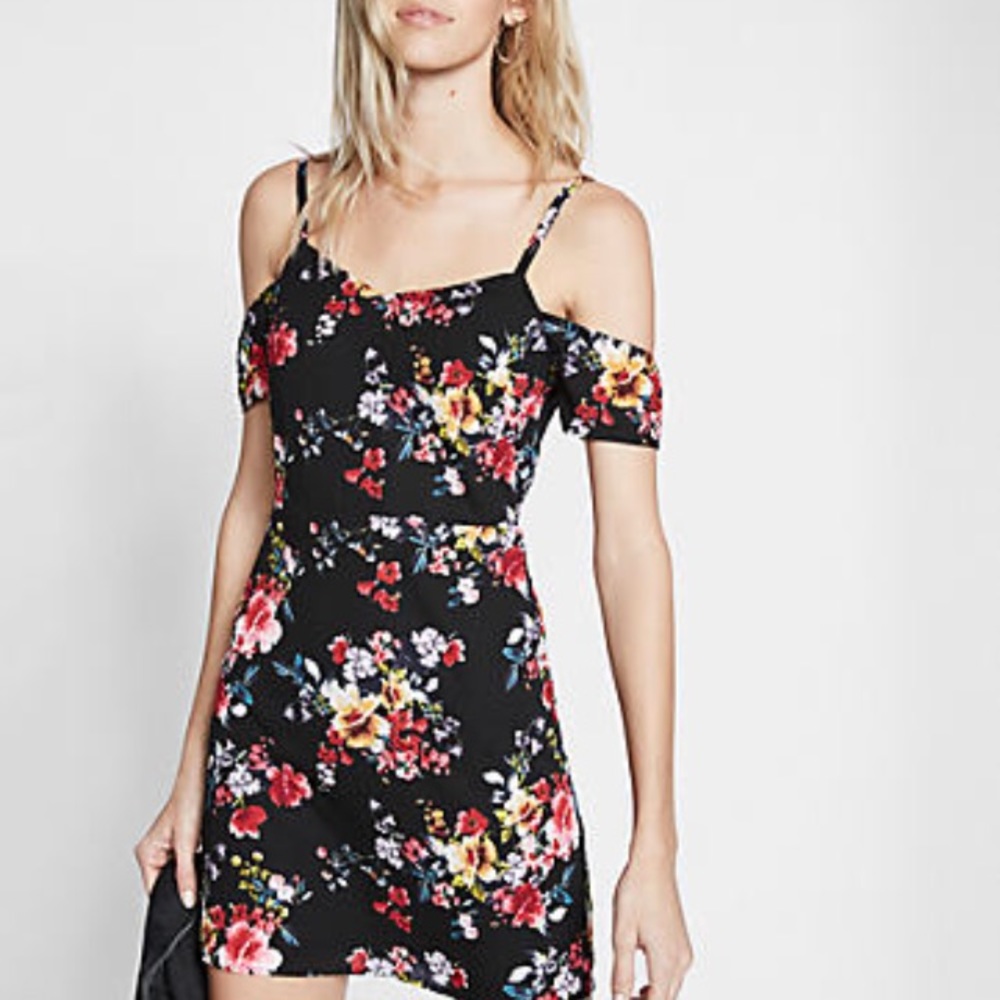 Express Cold Shoulder Floral Dress